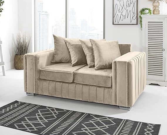 Layla Plush Velvet 5-Seater Corner Sofa Set – Upholstered Fullback Sofas for Living Room