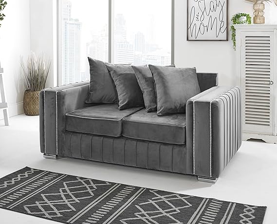 Layla Plush Velvet 5-Seater Corner Sofa Set – Upholstered Fullback Sofas for Living Room