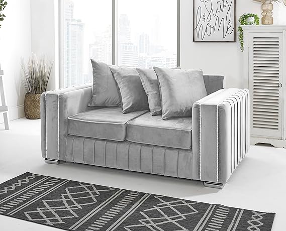 Layla Plush Velvet 5-Seater Corner Sofa Set – Upholstered Fullback Sofas for Living Room