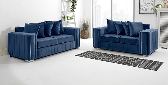 Layla Plush Velvet 5-Seater Corner Sofa Set – Upholstered Fullback Sofas for Living Room