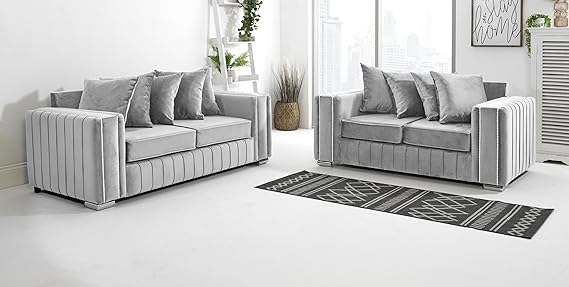 Layla Plush Velvet 5-Seater Corner Sofa Set – Upholstered Fullback Sofas for Living Room