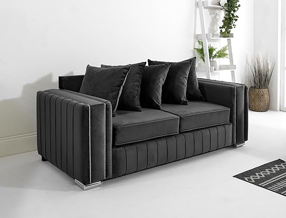 Layla Plush Velvet 5-Seater Corner Sofa Set – Upholstered Fullback Sofas for Living Room