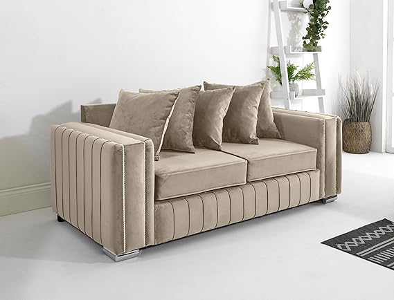 Layla Plush Velvet 5-Seater Corner Sofa Set – Upholstered Fullback Sofas for Living Room
