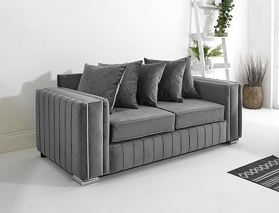 Layla Plush Velvet 5-Seater Corner Sofa Set – Upholstered Fullback Sofas for Living Room