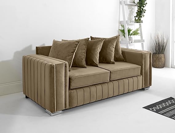 Layla Plush Velvet 5-Seater Corner Sofa Set – Upholstered Fullback Sofas for Living Room