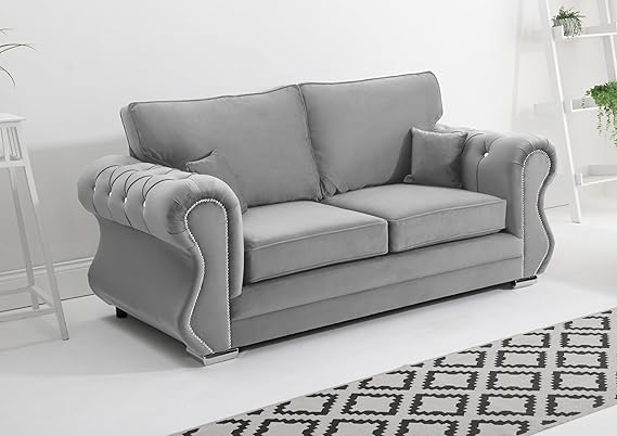 Matrix Falcon Plush Velvet Sofa – Diamond Studded Arms – Foam Seat Cushions – Button Tufted Detailing – 2 Seater, 3 Seater, 3+2 Set, Armchair & Corner Sofa Options