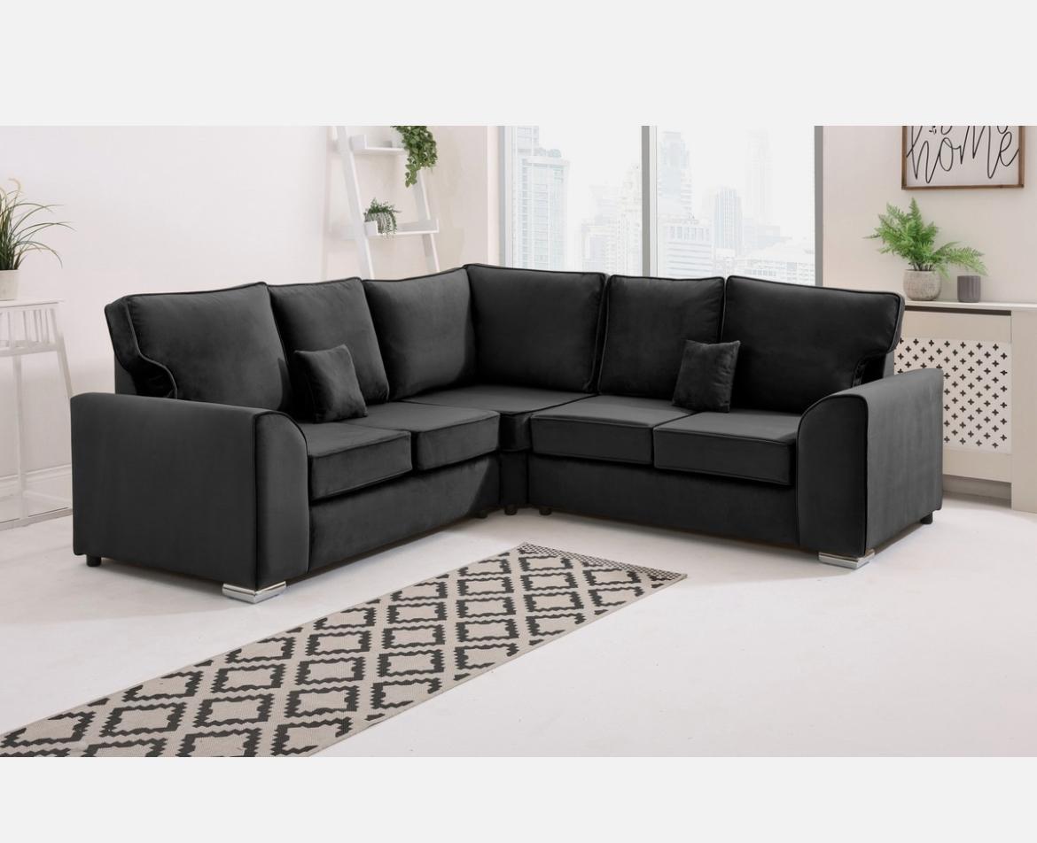 Dylan Plush Velvet Sofa Set – 2 & 3 Seater, Corner Sofa, Swivel Chair – Classic Blue Scatterback Sofas for Living Room