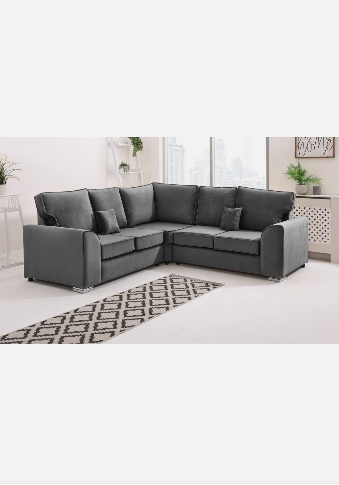 Dylan Plush Velvet Sofa Set – 2 & 3 Seater, Corner Sofa, Swivel Chair – Classic Blue Scatterback Sofas for Living Room