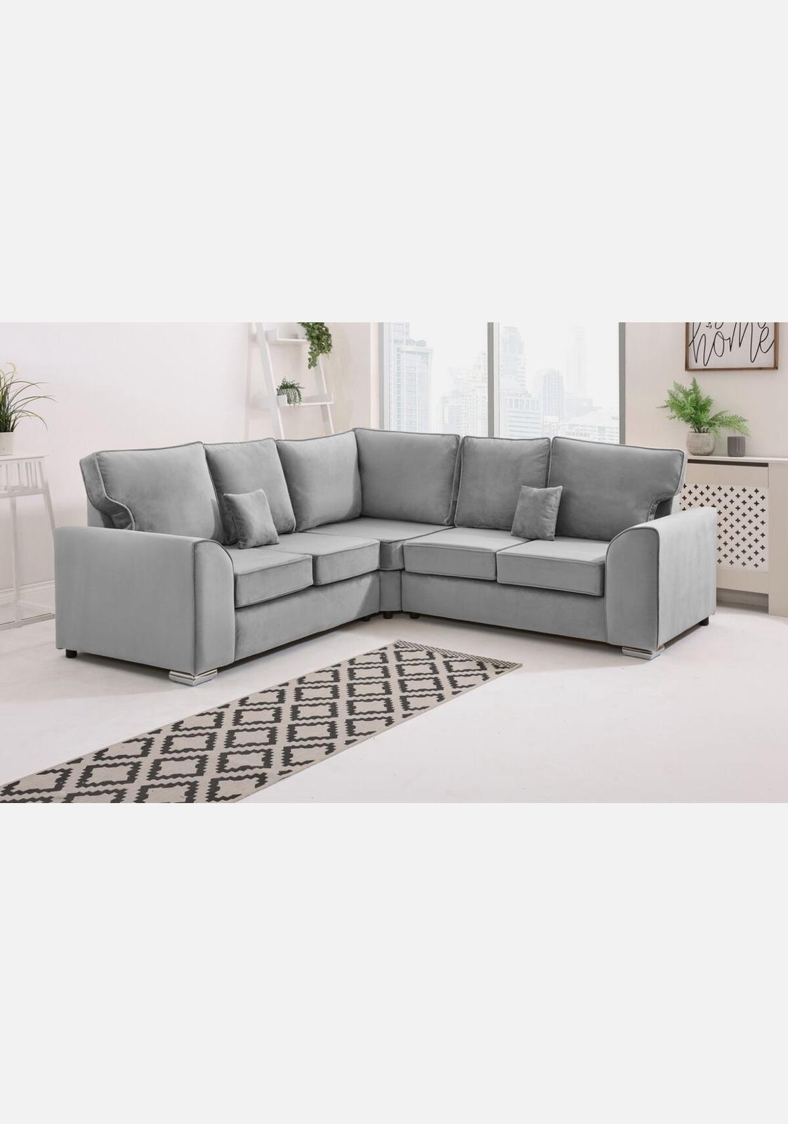 Dylan Plush Velvet Sofa Set – 2 & 3 Seater, Corner Sofa, Swivel Chair – Classic Blue Scatterback Sofas for Living Room