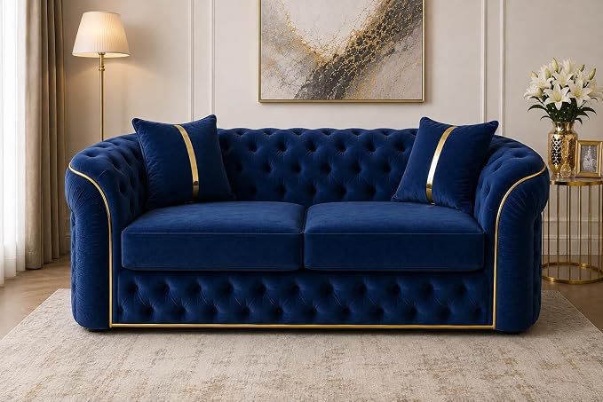Ambassador Sofa Chesterfield Toronto Metal Trim Fabric - Corner Sofa for Living room