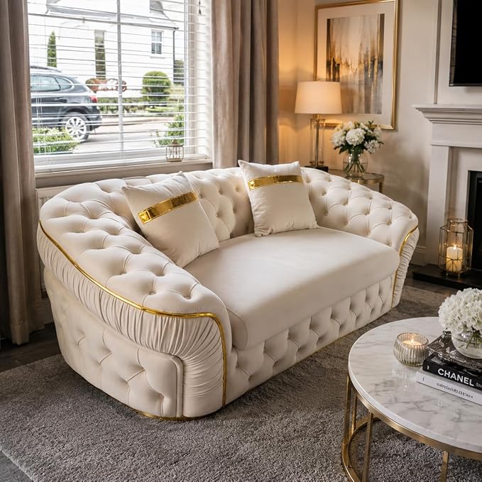 Ambassador Sofa Chesterfield Toronto Metal Trim Fabric - Corner Sofa for Living room