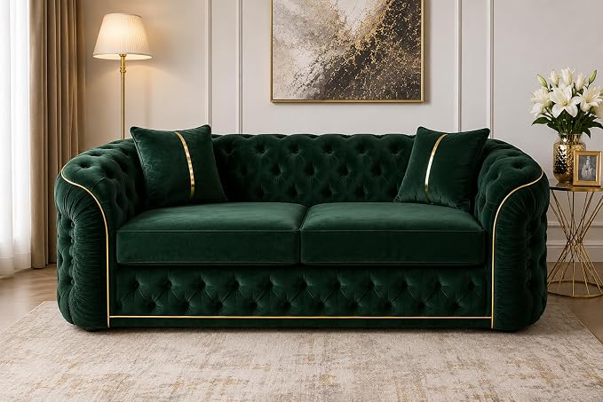 Ambassador Sofa Chesterfield Toronto Metal Trim Fabric - Corner Sofa for Living room
