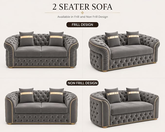 Ambassador Sofa Chesterfield Toronto Metal Trim Fabric - Corner Sofa for Living room
