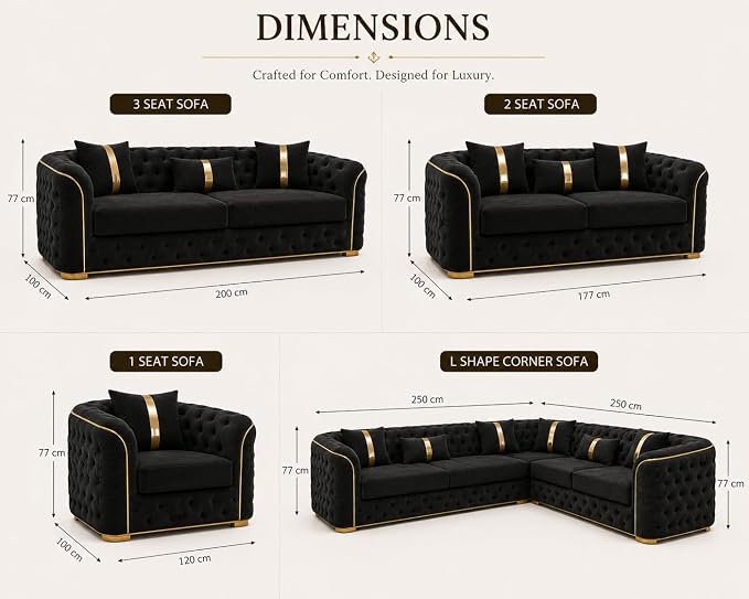 Ambassador Sofa Chesterfield Toronto Metal Trim Fabric - Corner Sofa for Living room