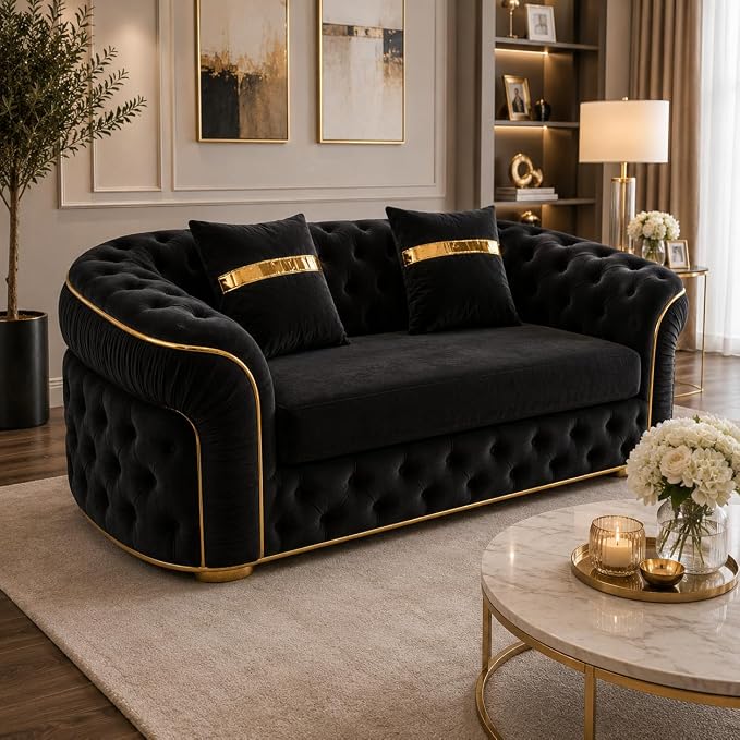 Ambassador Sofa Chesterfield Toronto Metal Trim Fabric - Corner Sofa for Living room