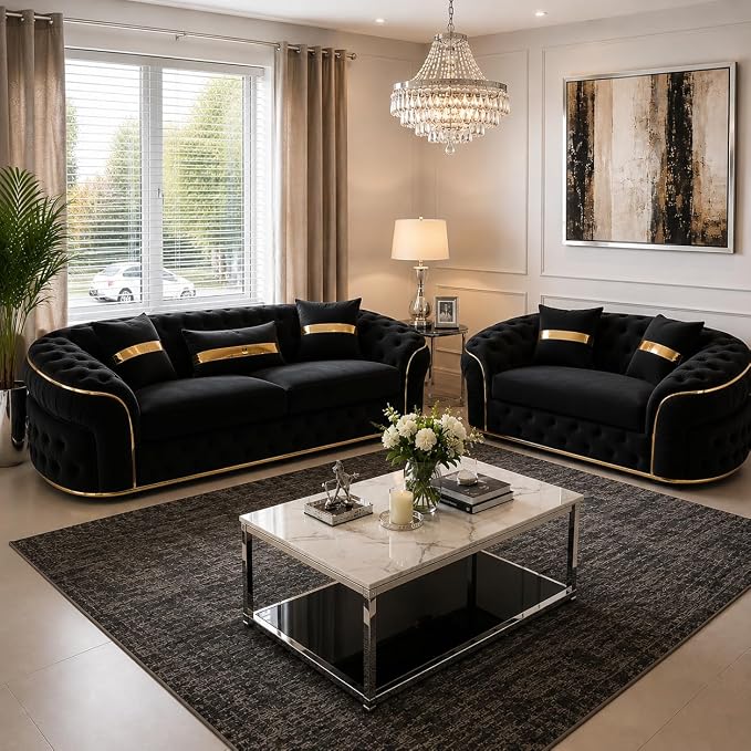 Ambassador Sofa Chesterfield Toronto Metal Trim Fabric - Corner Sofa for Living room