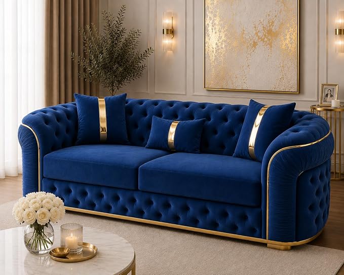 Ambassador Sofa Chesterfield Toronto Metal Trim Fabric - Corner Sofa for Living room