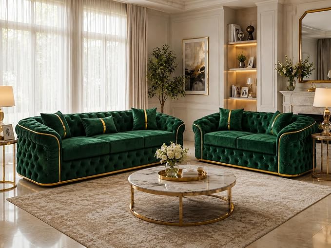 Ambassador Sofa Chesterfield Toronto Metal Trim Fabric - Corner Sofa for Living room