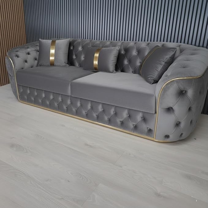 Ambassador Sofa Chesterfield Toronto Metal Trim Fabric - Corner Sofa for Living room