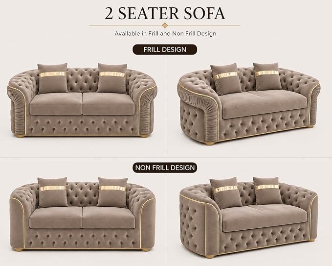 Ambassador Sofa Chesterfield Toronto Metal Trim Fabric - Corner Sofa for Living room