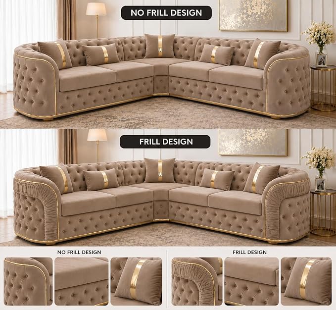 Ambassador Sofa Chesterfield Toronto Metal Trim Fabric - Corner Sofa for Living room
