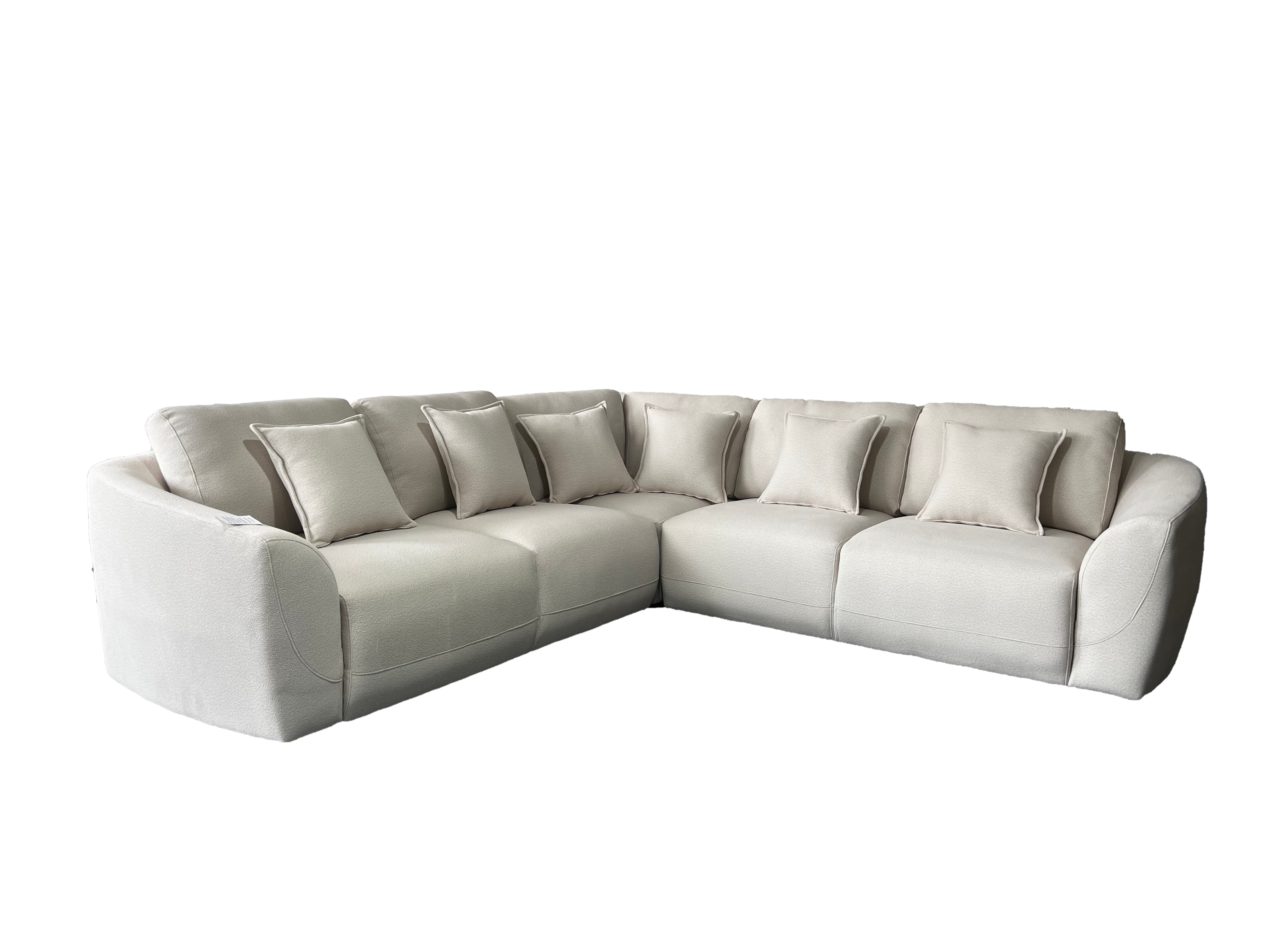 BRONTE Fabric 2C2 Corner Sofa – Modern Linen Reclining Couch with Plush Padding for Living Room, Lounge, and Comfortable Seating (grey, cream 2C2 Corner sofa)