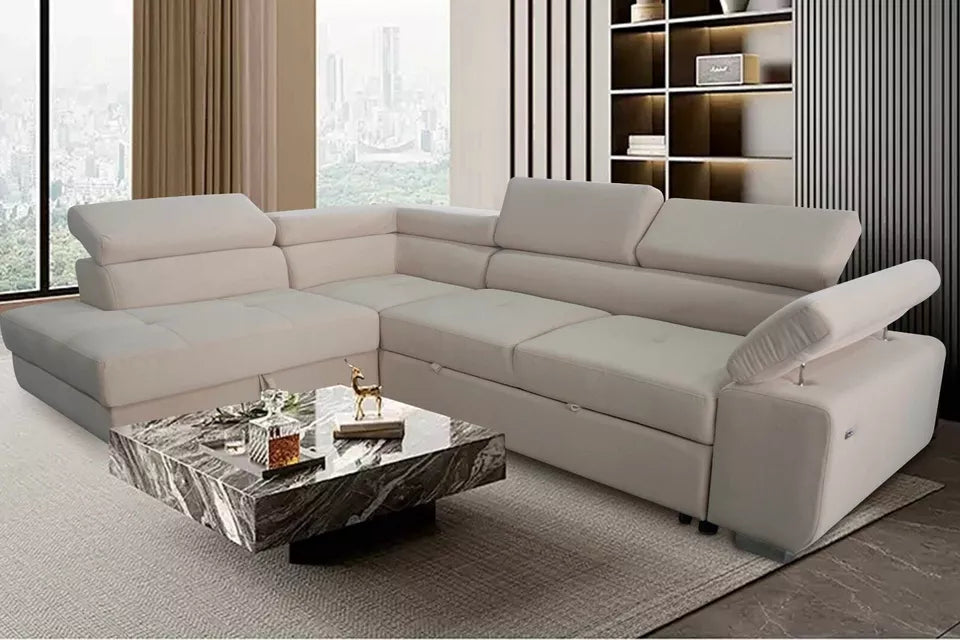 Artic Corner Grey Color Sofa Bed With Storage - Premium Quality Fabric - Right and Left Arm Sofa Bed (Right Arm)