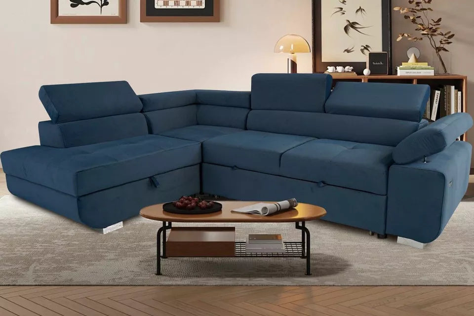 Artic Corner Grey Color Sofa Bed With Storage - Premium Quality Fabric - Right and Left Arm Sofa Bed (Right Arm)