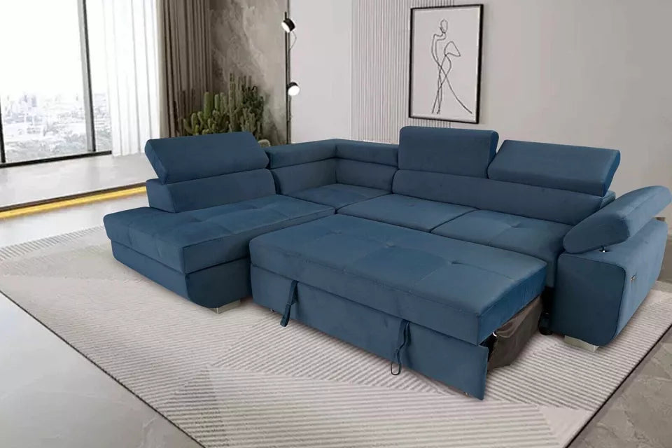 Artic Corner Grey Color Sofa Bed With Storage - Premium Quality Fabric - Right and Left Arm Sofa Bed (Right Arm)