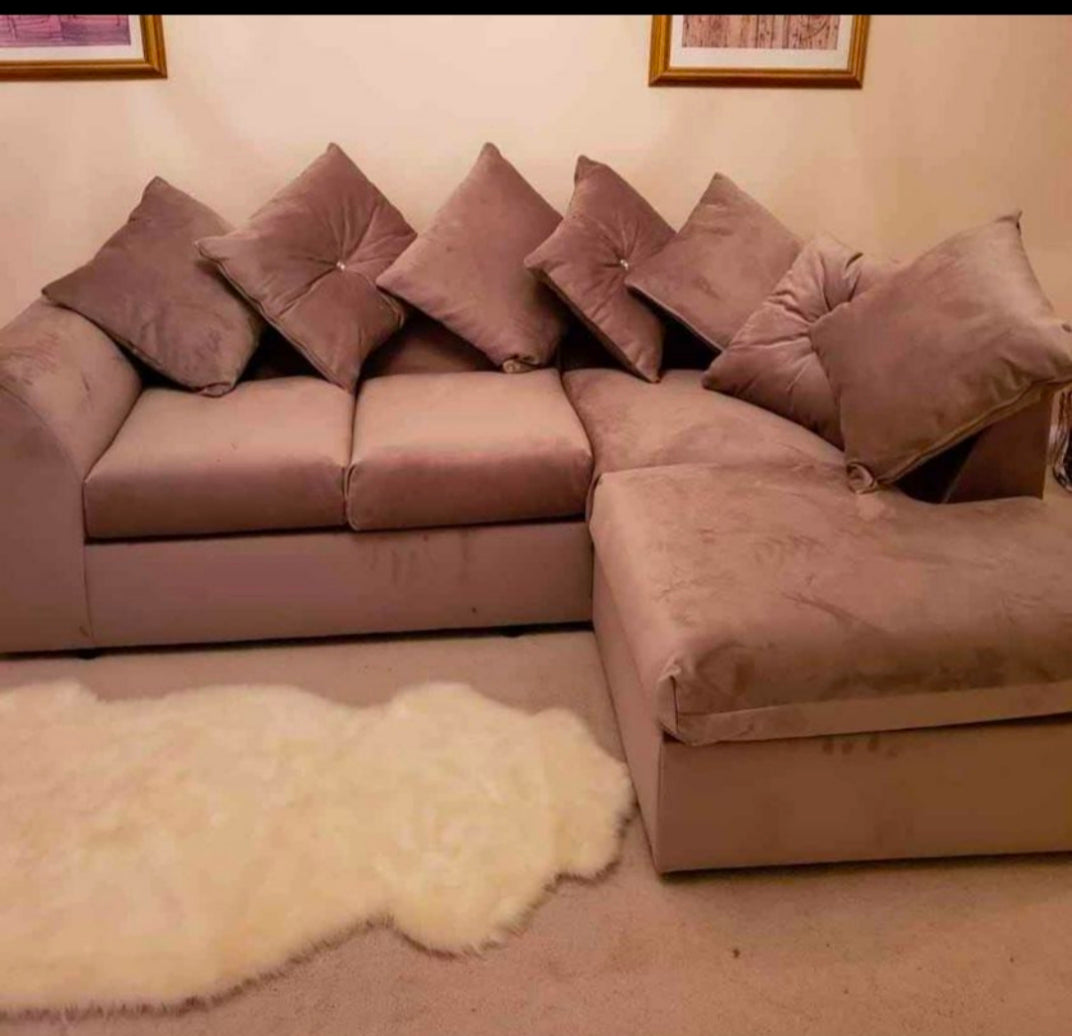 Dylan Plush Velvet Sofa Set – 2 & 3 Seater, Corner Sofa, Swivel Chair – Classic Blue Scatterback Sofas for Living Room