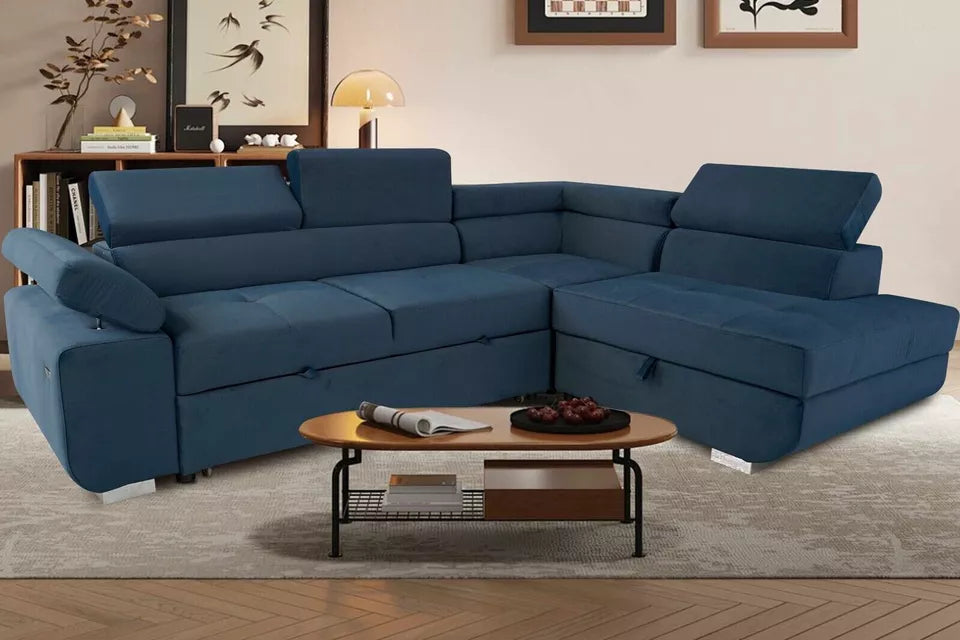 Artic Corner Grey Color Sofa Bed With Storage - Premium Quality Fabric - Right and Left Arm Sofa Bed (Right Arm)