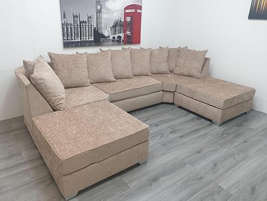 Large Bishop U-Shape Sofa with removable 2x Large stools, high/scater back cushions