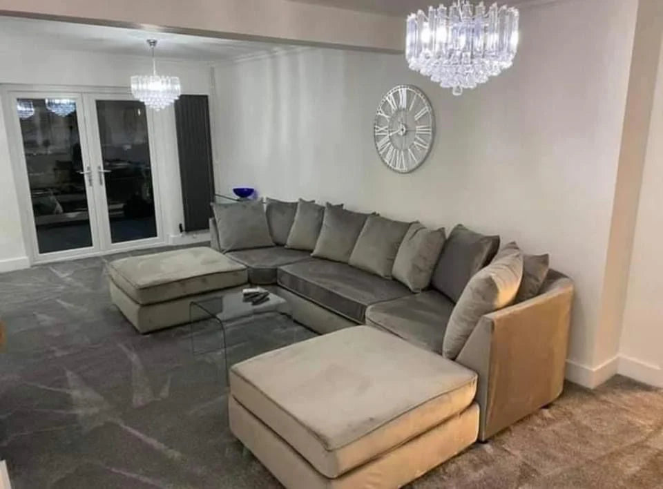 Large Bishop U-Shape Sofa with removable 2x Large stools, high/scater back cushions