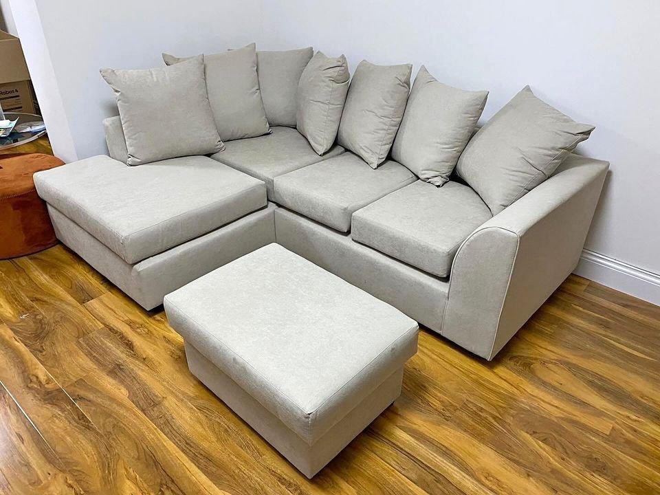 Dylan Plush Velvet Sofa Set – 2 & 3 Seater, Corner Sofa, Swivel Chair – Classic Blue Scatterback Sofas for Living Room