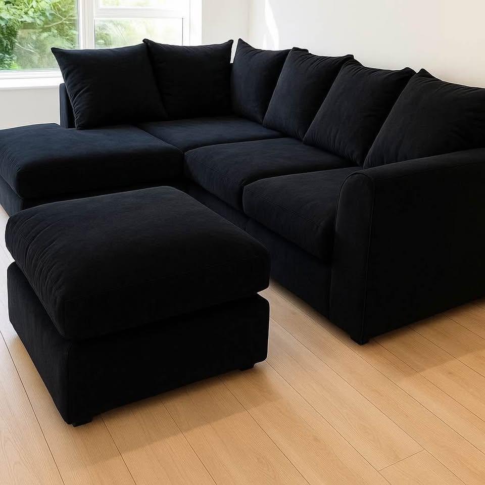 Dylan Plush Velvet Sofa Set – 2 & 3 Seater, Corner Sofa, Swivel Chair – Classic Blue Scatterback Sofas for Living Room