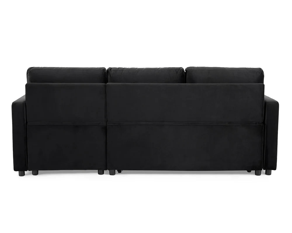 Luna Plush Velvet 3-Seater L-Shaped Corner Storage Sofa Bed - Pull Out 2 In 1 Sectional Sleeper | Convertible Sofa Bed with Hidden Storage | Universal Corner Sofa for Living Room