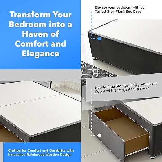 Divan Bed with 2 Drawers | Durable Frame for Compact Rooms | Versatile Design for Comfortable Spaces