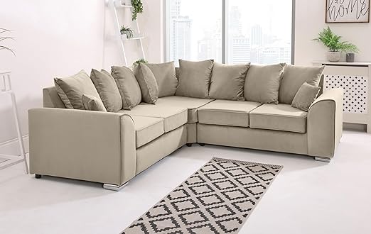 Dylan Plush Velvet Sofa Set – 2 & 3 Seater, Corner Sofa, Swivel Chair – Classic Blue Scatterback Sofas for Living Room