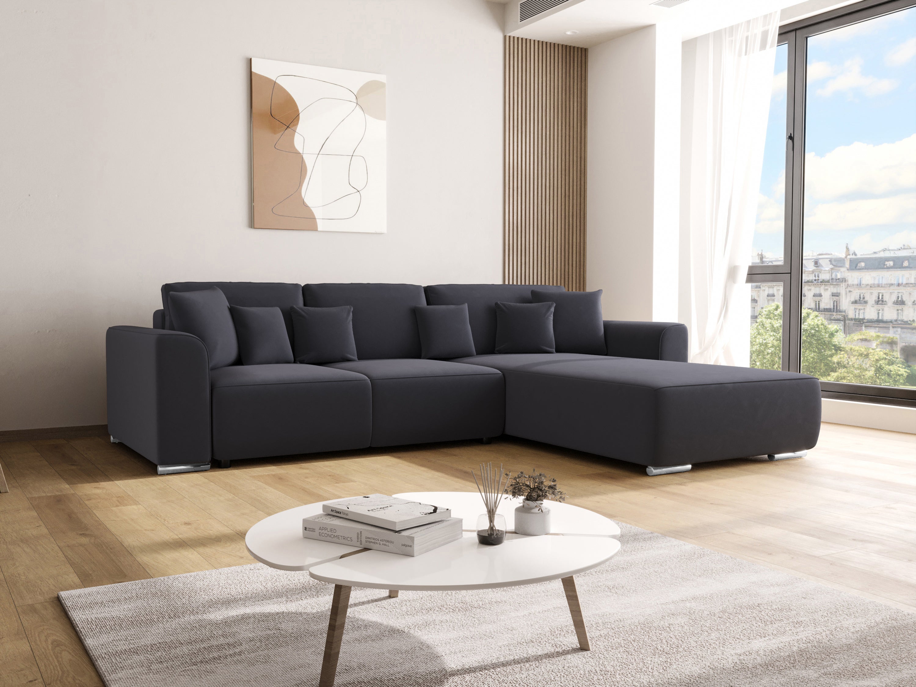 GUSTO Sofa Bed – Large Corner Sofa with Storage, Grey, Mink and black color available
