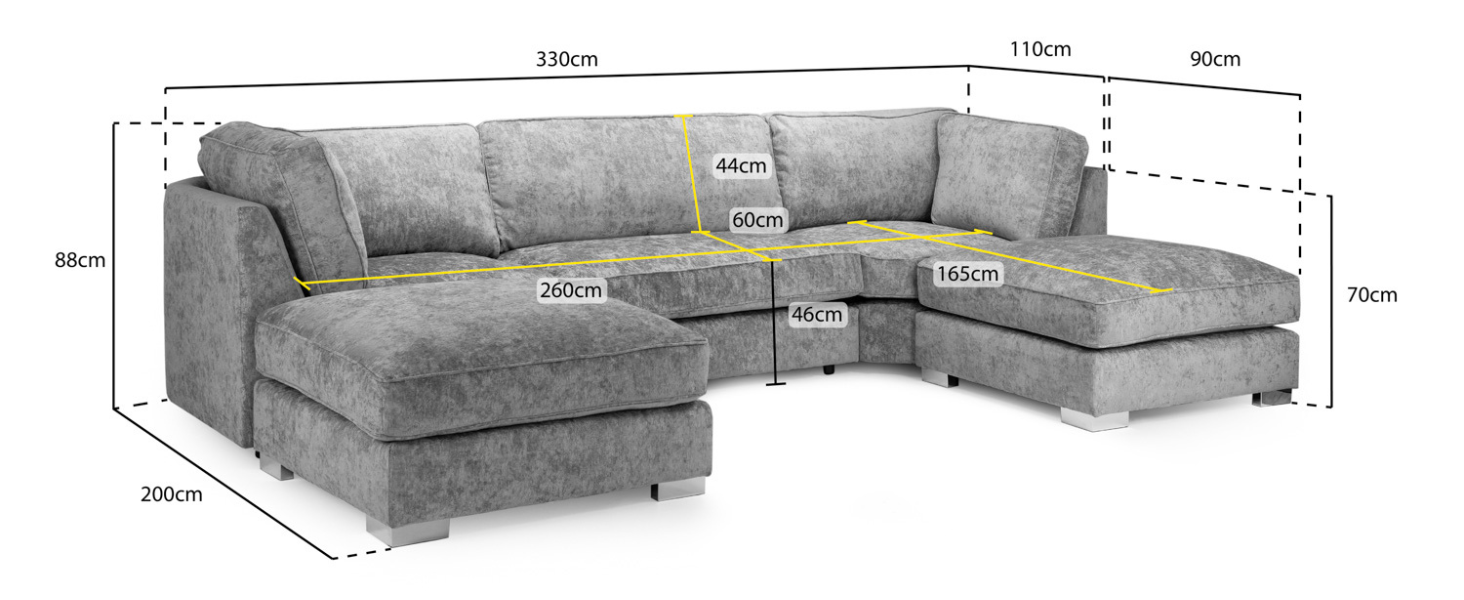 Large Bishop U-Shape Sofa with removable 2x Large stools, high/scater back cushions