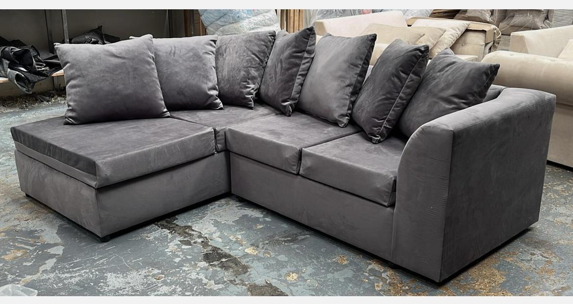 Dylan Plush Velvet Sofa Set – 2 & 3 Seater, Corner Sofa, Swivel Chair – Classic Blue Scatterback Sofas for Living Room