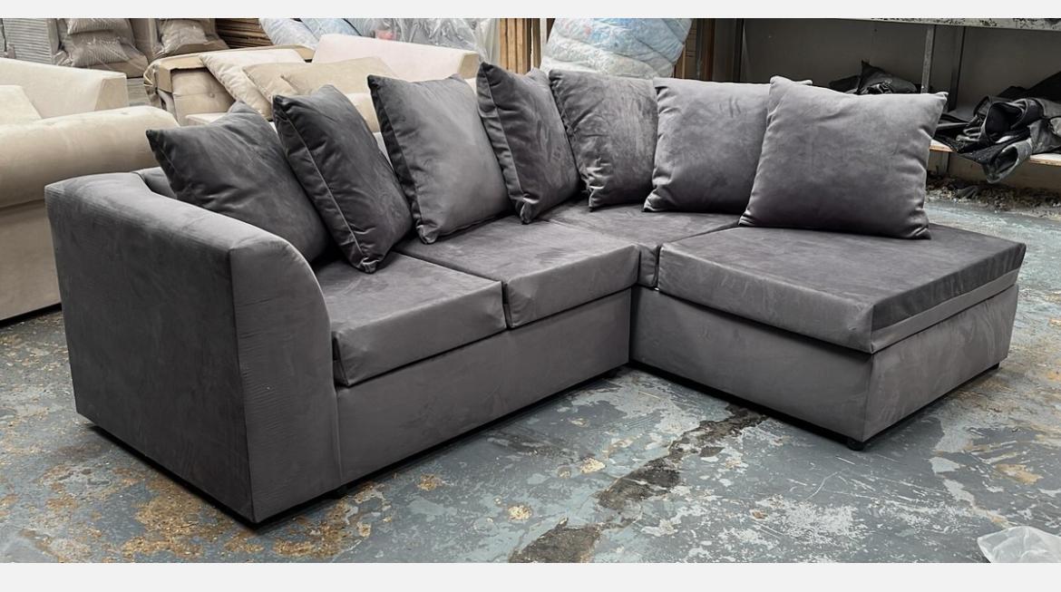 Dylan Plush Velvet Sofa Set – 2 & 3 Seater, Corner Sofa, Swivel Chair – Classic Blue Scatterback Sofas for Living Room