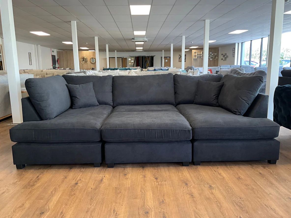 Cinema Sofa U Shape Sofa Living Room Corner Suite with Footstool  (Available in Plush ,  Beige, Charcoal, Cream, Grey)