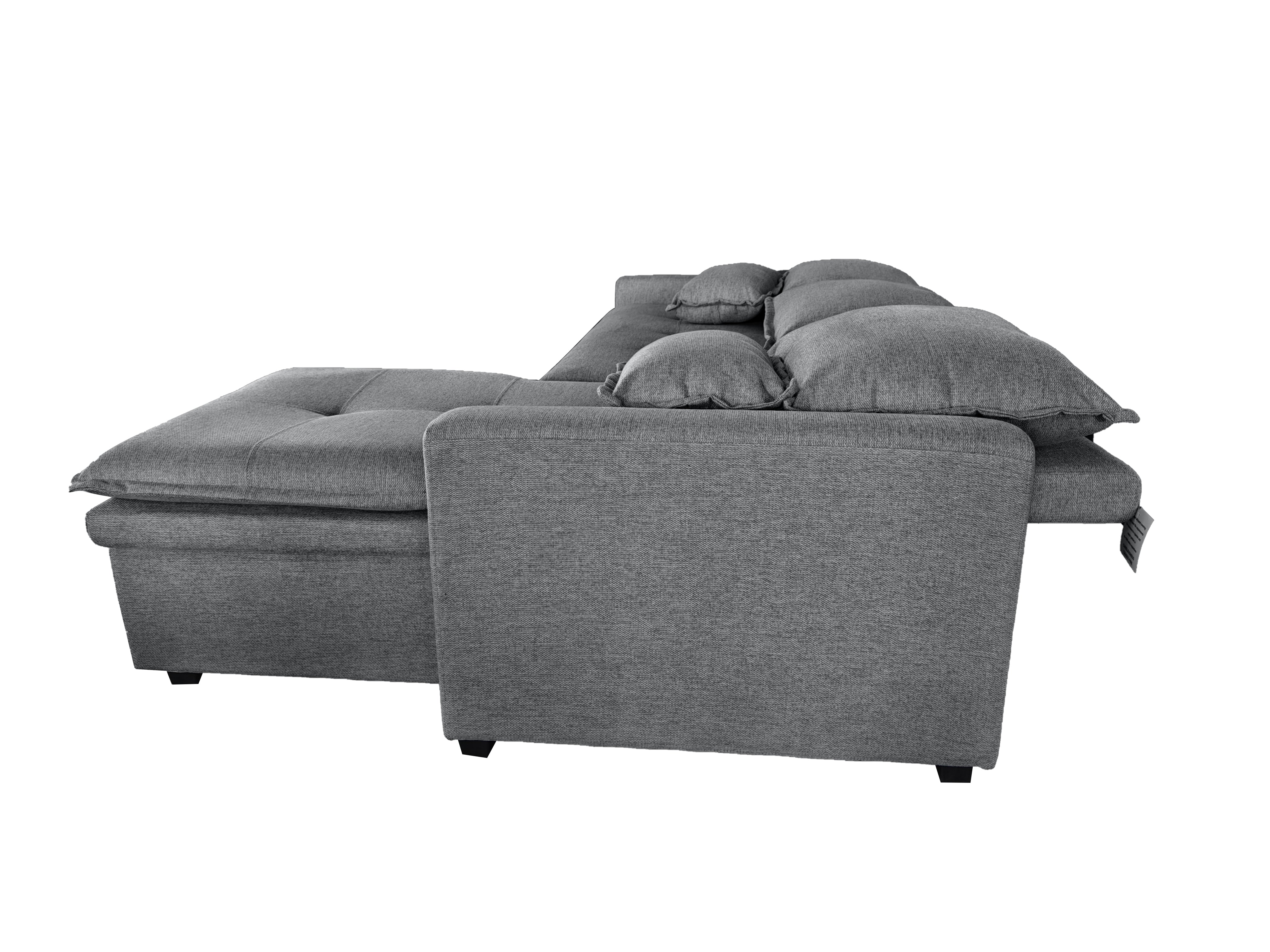 Cozeo Universal Corner Sofa Bed with Storage & Reversible Chaise – Linen Fabric Pull-Out Sectional Sleeper Couch – Modern L-Shaped Sofa with Hidden Compartment for Living Room