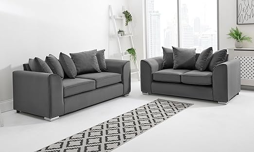 Dylan Plush Velvet Sofa Set – 2 & 3 Seater, Corner Sofa, Swivel Chair – Classic Blue Scatterback Sofas for Living Room