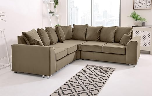 Dylan Plush Velvet Sofa Set – 2 & 3 Seater, Corner Sofa, Swivel Chair – Classic Blue Scatterback Sofas for Living Room