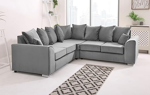 Dylan Plush Velvet Sofa Set – 2 & 3 Seater, Corner Sofa, Swivel Chair – Classic Blue Scatterback Sofas for Living Room