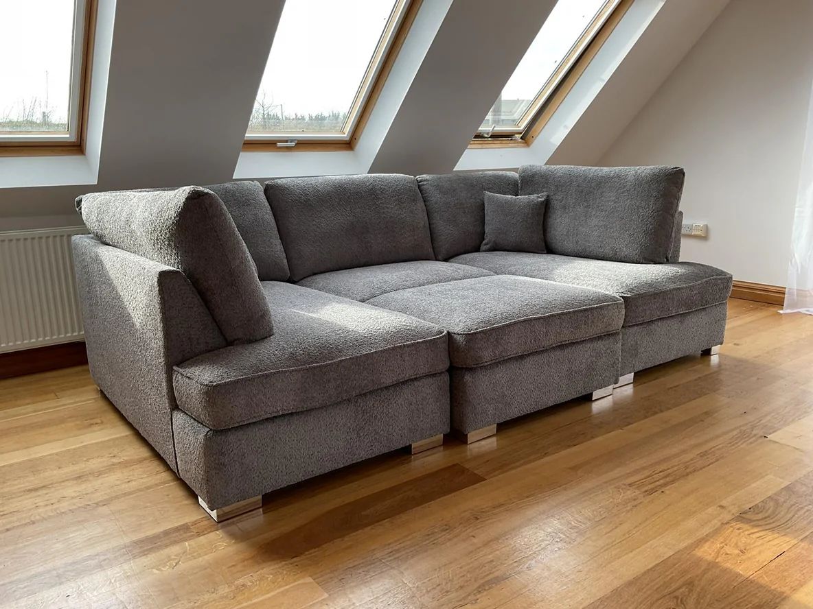 Cinema Sofa U Shape Sofa Living Room Corner Suite with Footstool  (Available in Plush ,  Beige, Charcoal, Cream, Grey)