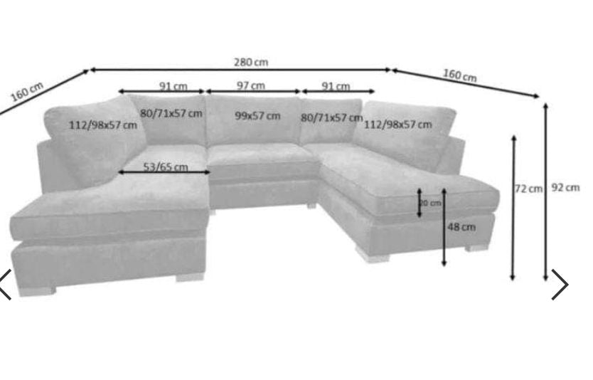 Cinema Sofa U Shape Sofa Living Room Corner Suite with Footstool  (Available in Plush ,  Beige, Charcoal, Cream, Grey)